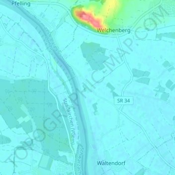 Alkofen topographic map, elevation, terrain