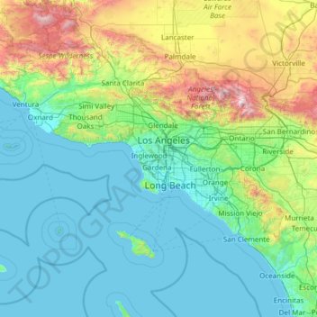 South Los Angeles topographic map, elevation, terrain