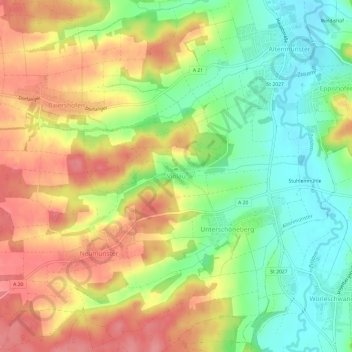 Violau topographic map, elevation, terrain