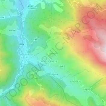 Villargein topographic map, elevation, terrain