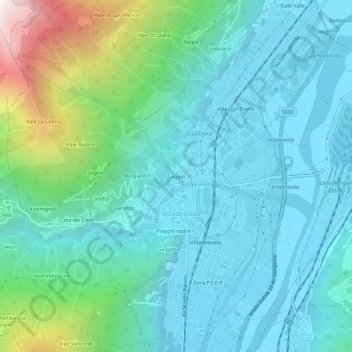 Gaggio topographic map, elevation, terrain