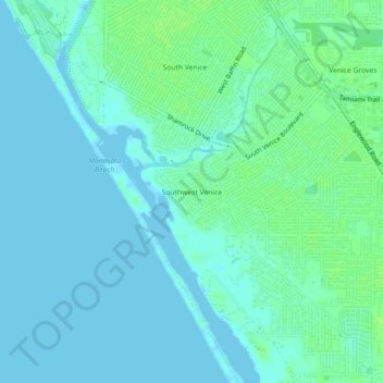 Southwest Venice topographic map, elevation, terrain