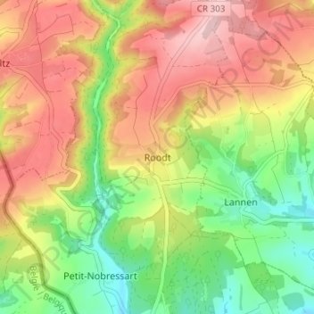 Roodt topographic map, elevation, terrain