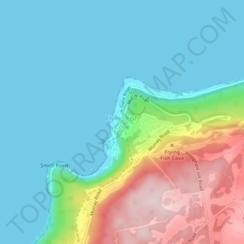 Flying Fish Cove topographic map, elevation, terrain