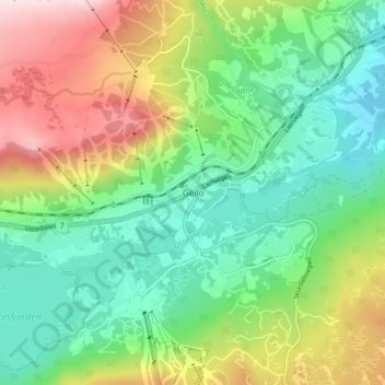 Geilo topographic map, elevation, terrain