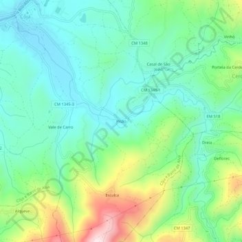 Pisão topographic map, elevation, terrain