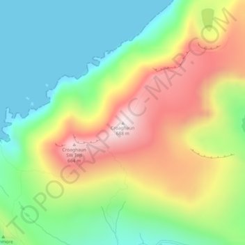 Croaghaun topographic map, elevation, terrain