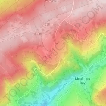Cour topographic map, elevation, terrain