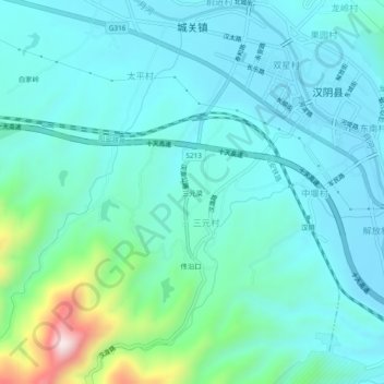 三元梁 topographic map, elevation, terrain