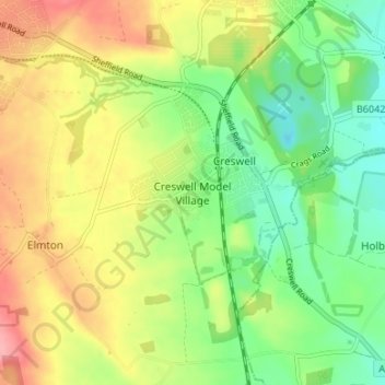 Creswell Model Village topographic map, elevation, terrain