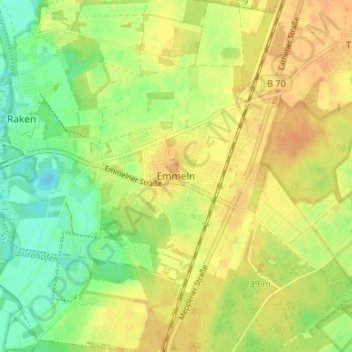 Emmeln topographic map, elevation, terrain