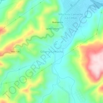 Gilberto Camacho topographic map, elevation, terrain