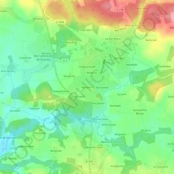 Kerspern topographic map, elevation, terrain