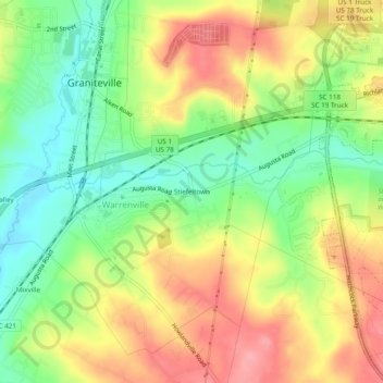 Stiefeltown topographic map, elevation, terrain