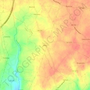Tojeiro topographic map, elevation, terrain