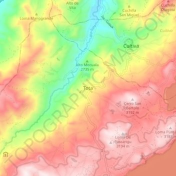Tota topographic map, elevation, terrain