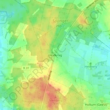 Heidkrug topographic map, elevation, terrain