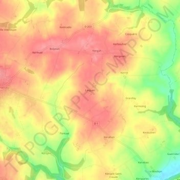 Linguen topographic map, elevation, terrain