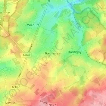 Rachamps topographic map, elevation, terrain