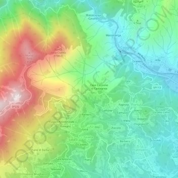 Castagnea topographic map, elevation, terrain