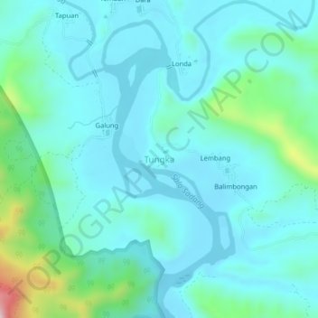 Tungka topographic map, elevation, terrain