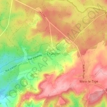 Châtillon topographic map, elevation, terrain