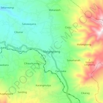 Malangbong topographic map, elevation, terrain