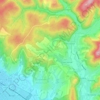 Maleck topographic map, elevation, terrain