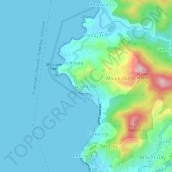 Grand Mal topographic map, elevation, terrain