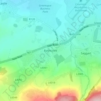 Rathcoole topographic map, elevation, terrain