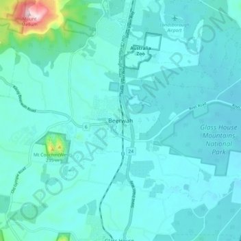 Beerwah topographic map, elevation, terrain