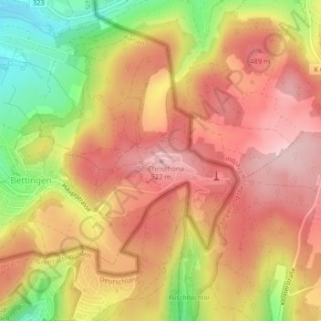 St. Chrischona topographic map, elevation, terrain