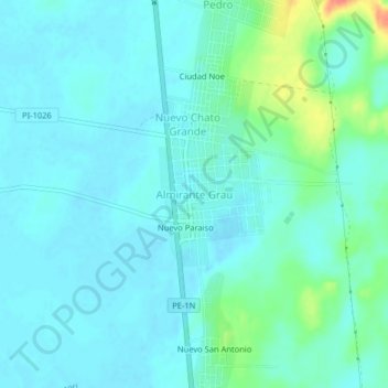 Almirante Grau topographic map, elevation, terrain