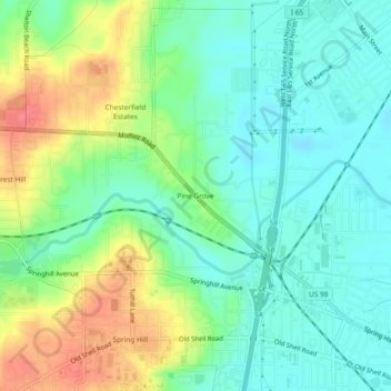 Pine Grove topographic map, elevation, terrain