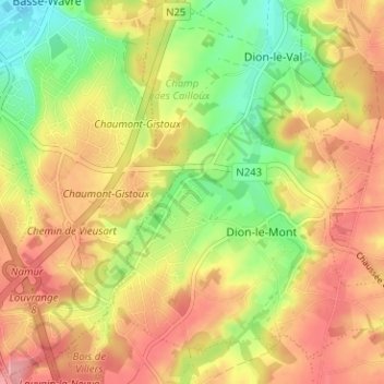 Bonly topographic map, elevation, terrain