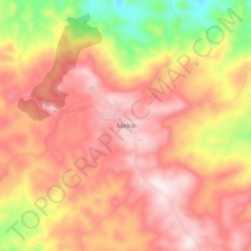 Meko topographic map, elevation, terrain