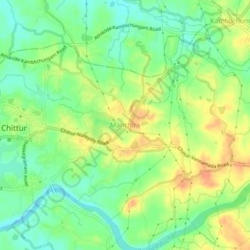Manchira topographic map, elevation, terrain