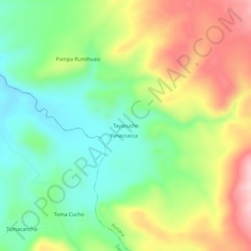 Tayacucho topographic map, elevation, terrain