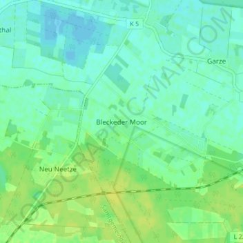 Bleckeder Moor topographic map, elevation, terrain