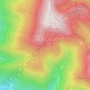 B 500 topographic map, elevation, terrain