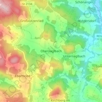 Obernaglbach topographic map, elevation, terrain