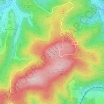 Hohe Bracht topographic map, elevation, terrain