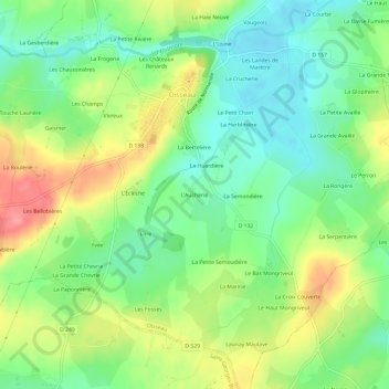 L'Aucherie topographic map, elevation, terrain