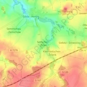 Seitschen topographic map, elevation, terrain
