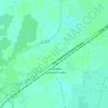 Muzafarabad topographic map, elevation, terrain