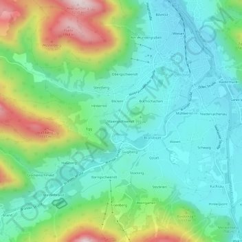 Maiergschwendt topographic map, elevation, terrain