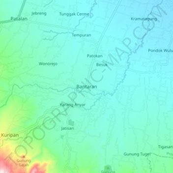 Bantaran topographic map, elevation, terrain