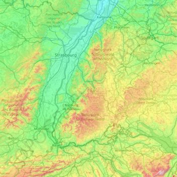 Baden topographic map, elevation, terrain