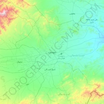 Khost topographic map, elevation, terrain
