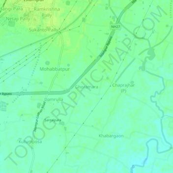 Ghoramara topographic map, elevation, terrain